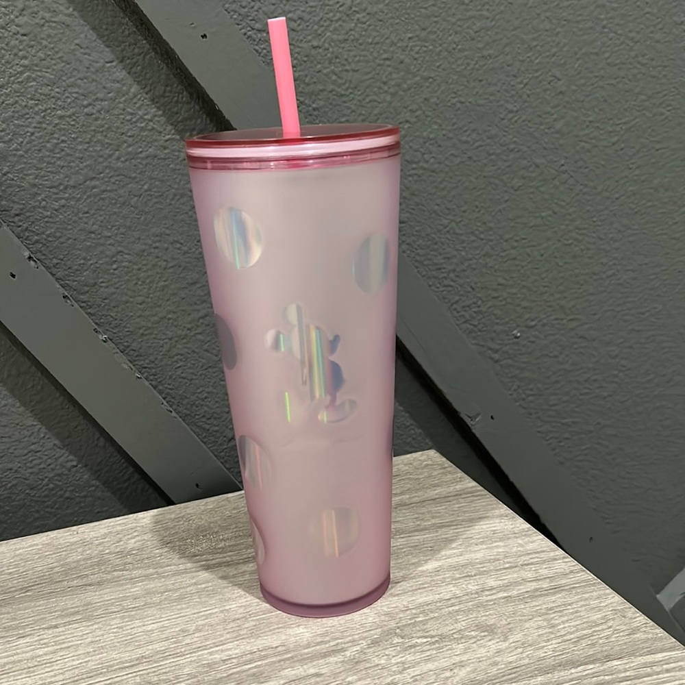 Disney Parks 2022 Walt Disney World Mickey Pink Polka Dot Starbucks Tumbler Cup